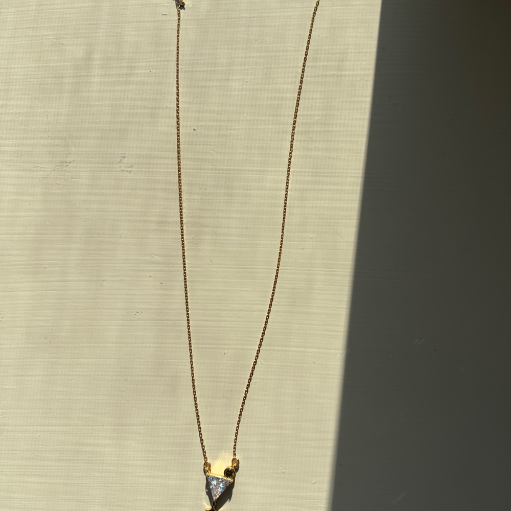 Gold Necklace with Clear Pendant